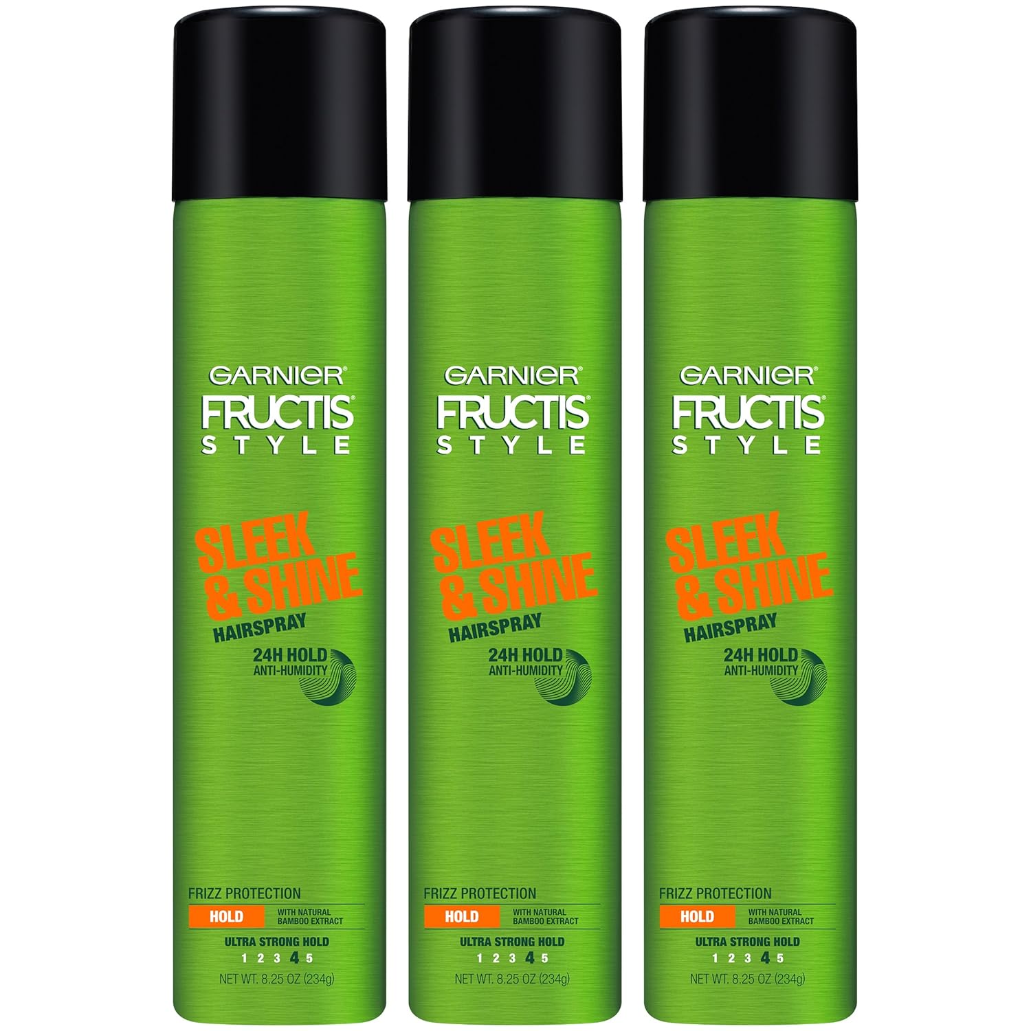 Garnier Fructis Style Sleek And Shine Anti-Humidity Hairspray, Ultra Strong Hold, Frizz Protection 8.25 Oz, 3 Count (Packaging May Vary)