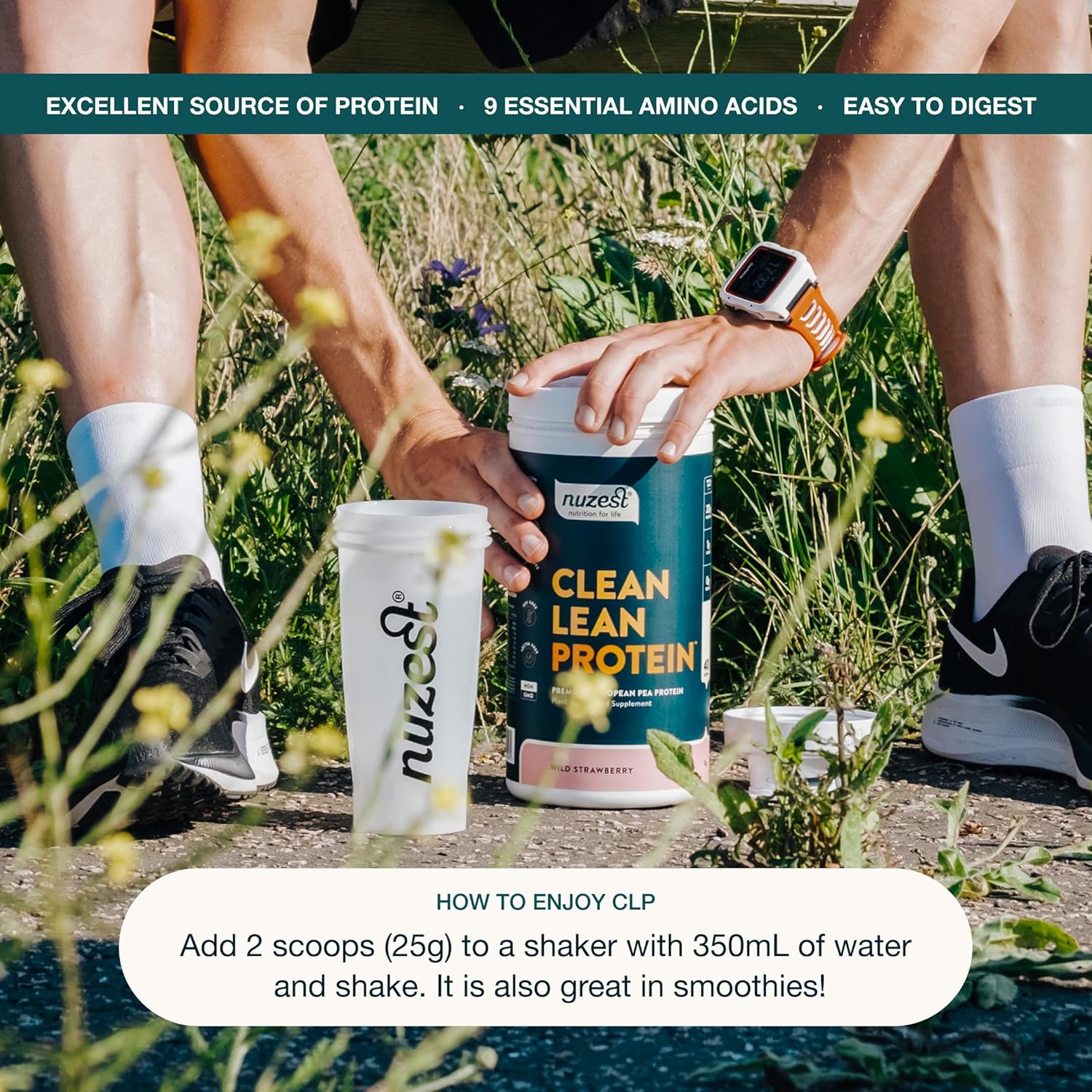 Vegan Protein Powders by Nuzest - Clean Lean Protein - Wild Strawberry - Plant Based Pea Protein Shake - Low Calorie & Low Carb - Gluten Free - Dairy Free - 1kg (40 Servings) : Amazon.co.uk: Health & Personal Care