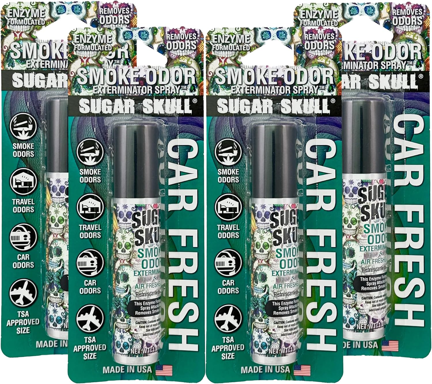 Smoke Odor Exterminator Air Fresh Spray - Your Ultimate Solution for Smoke and Household Odor Elimination - 1 oz Spray (Sugar Skull, 4 Packs) : Health & Household