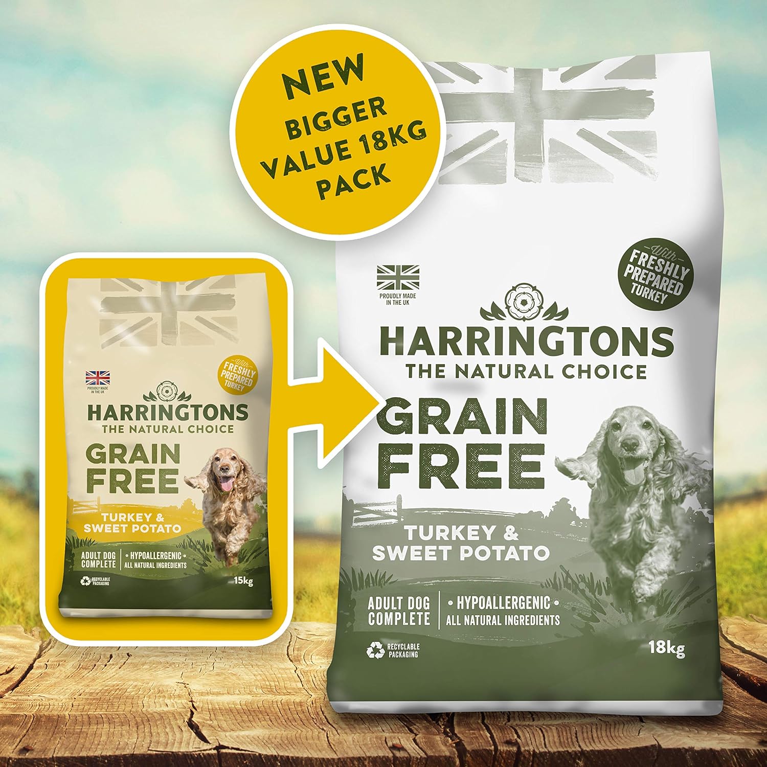 Harringtons Complete Grain Free Hypoallergenic Turkey & Sweet Potato Dry Dog Food 18kg - Made with All Natural Ingredients?GFHYPT-18