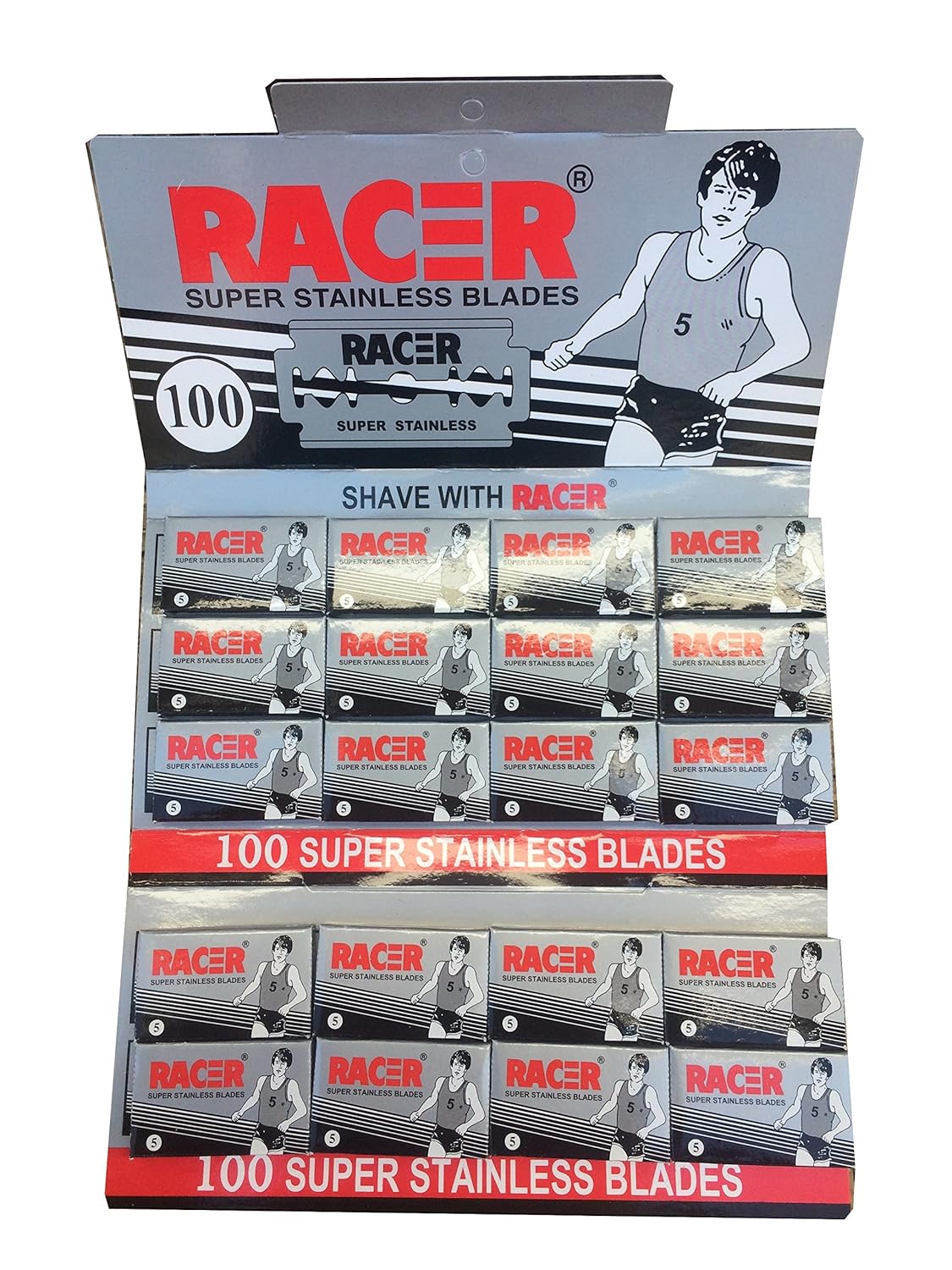 Racer Super Stainless Double Edge Safety Razor Blades, 100 Blades (20X5)
