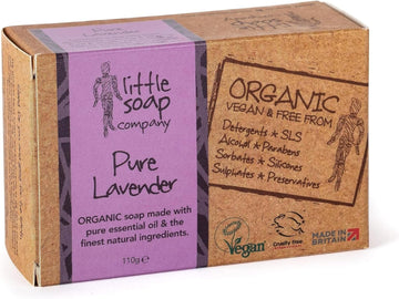 Little Soap Company Organic Soap Bar - Vegan, Cruelty Free, No Sls Or Parabens, With English Lavender, Natural, & Eco Friendly, Body, Face & Hand Bar Of Soap (110G)