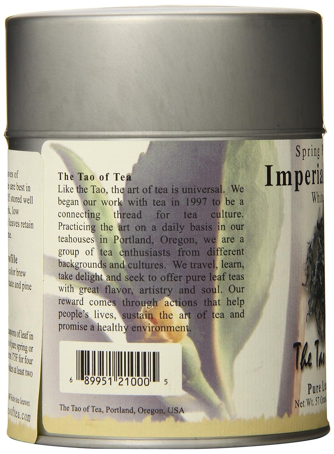 The Tao Of Tea, Imperial White Tea, Loose Leaf, 2.0 Ounce Tins