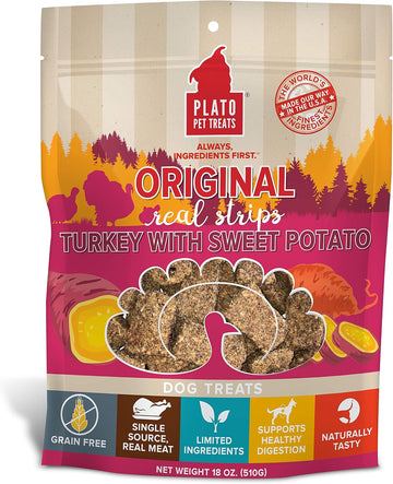 Plato Original Real Strips Turkey & Sweet Potato 18Oz, Natural (1442)