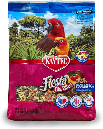 Kaytee Fiesta Big Bites Food For Small Pet Parrots And Conures, 4 Pound