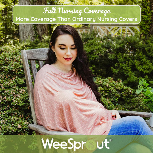 WeeSprout Nursing Cover for Breastfeeding, Soft & Breathable Nursing Poncho, Neck Insert for Hands-Free View, Machine Washable & Dryer Safe Feeding Cover Up