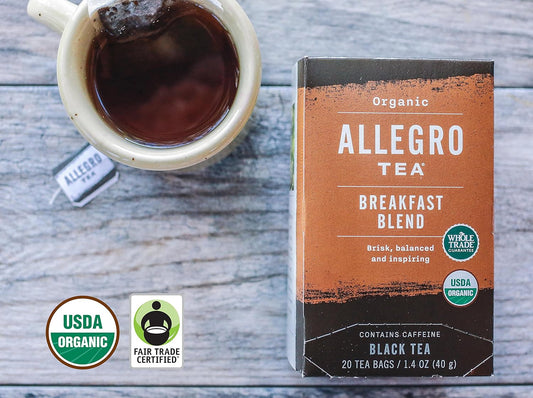 Allegro Coffee Allegro Tea, Tea Bags, Organic Breakfast Blend, 20 Count