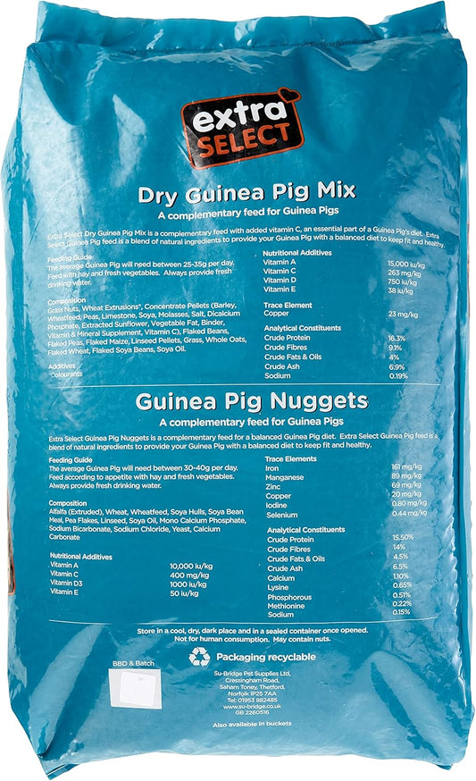 Extra Select Guinea Pig Nuggets - Dry Pellets with Vitamin C Small Animal Food Guinea Pig Food Nuggets - 10kg?07ESGPN10