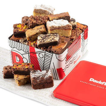 David'S Cookies Assorted Brownies & Crumb Cake Gift Tin 3Lbs - Delicious, Fresh Baked Snacks, Gourmet Chocolate Fudge Slices, Brownies Gift Basket - Ideal Gift For Superbowl & Other Special Occasions