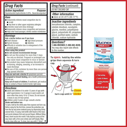 Mucinex Sinus-Max Maximum Strength Pressure, Pain & Cough Liquid Gels and Sinus-Max Severe Nasal Congestion, 3/4 Fl Oz + 16 Liquid Gels