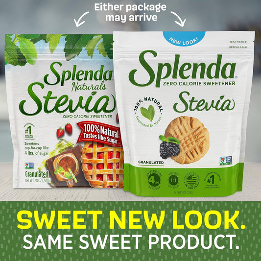 Splenda Stevia Zero Calorie Sweetener For Baking, Plant Based Sugar Substitute Granulated Powder, 7.8 Oz Resealable Pouch