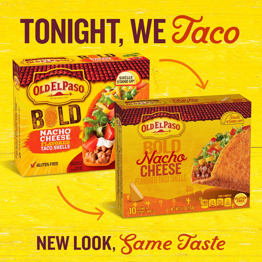 Old El Paso Stand 'N Stuff Bold Nacho Cheese Flavored Taco Shells, 10-count