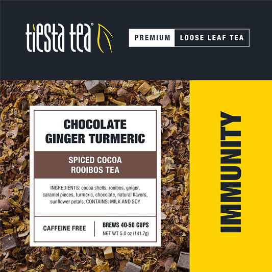 Tiesta Tea - Chocolate Ginger Turmeric, Spiced Cocoa Rooibos Tea, Premium Loose Leaf Tea Blend, Non-Caffeinated Tea, 50 Cups - 5 Ounce Refillable Tin