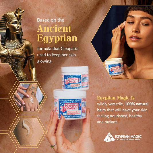 Egyptian Magic - All Purpose Face, Body, And Dry Skin Moisturizing Cream, Skin Protectant For Women & Men, Eczema Care Healing Balm, Scar Treatment, Stretch Marks, And Tattoo Aftercare, 4 & 2Oz Bundle