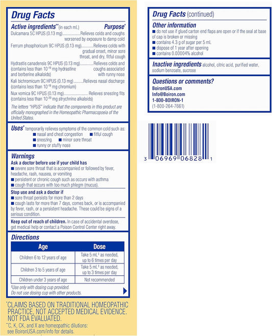 Boiron Chestal Children'S Cold And Cough Syrup For Nasal And Chest Congestion, Runny Nose, And Sore Throat Relief - 6.7 Fl Oz