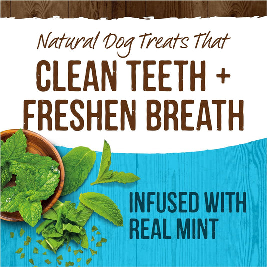 Merrick Fresh Kisses Natural Dental Chews Toothbrush Shape Treat Infused With Real Mint Medium Dogs - 22 ct. Box
