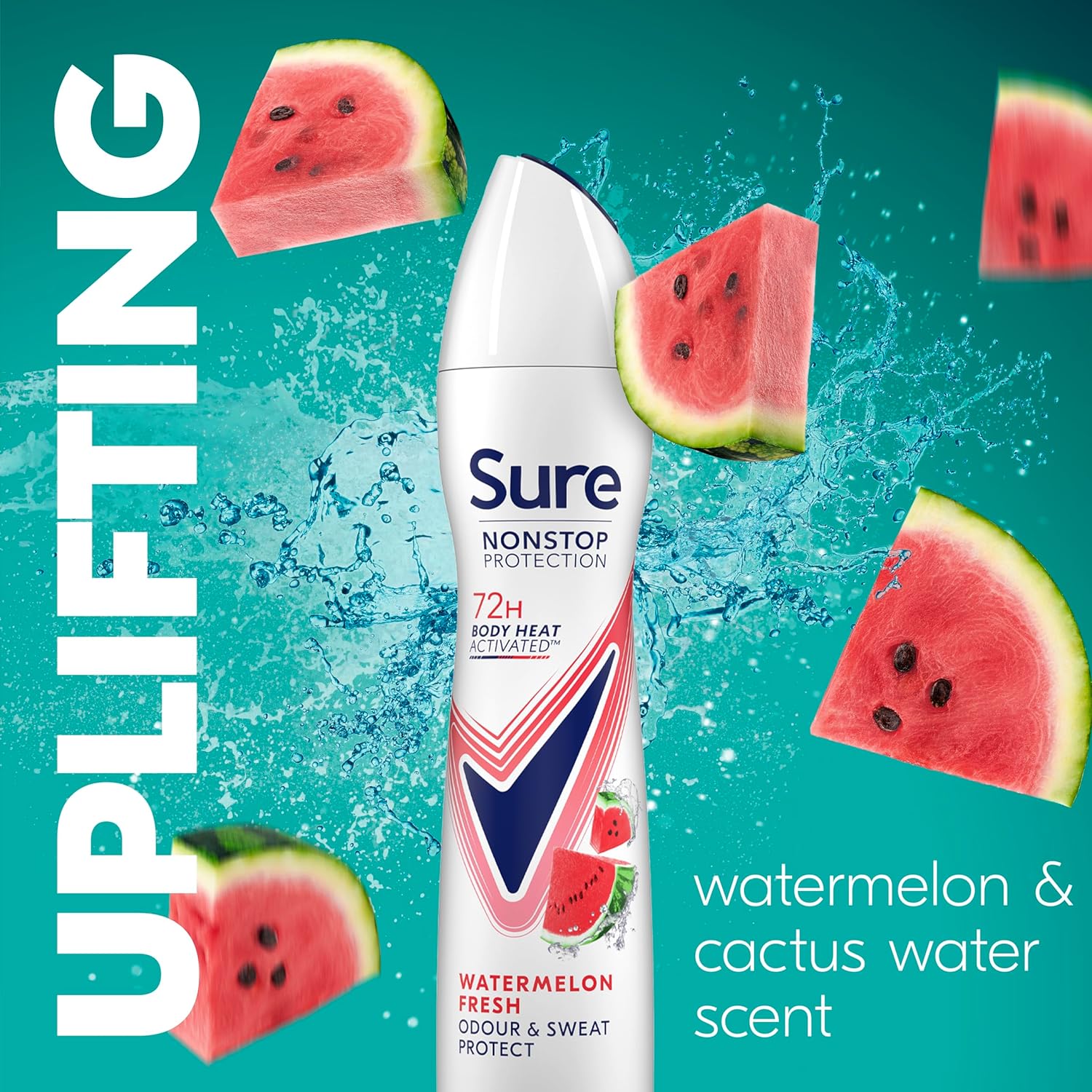 Sure Nonstop Protection Watermelon Fresh Anti-Perspirant Aerosol Women's Deodorant Spray with Body Heat Activated tech. and a watermelon & cactus scent for 72 hour odour and sweat protection 250 ml : Amazon.co.uk: Beauty