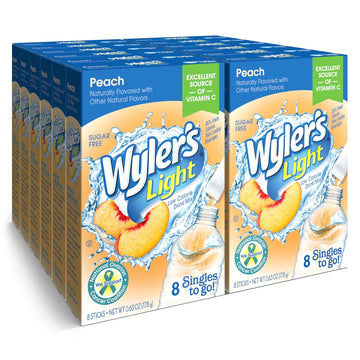 Wyler’S Light Singles-To-Go Sugar Free Drink Mix, Peach, 8 Ct Per Box (Pack Of 12)