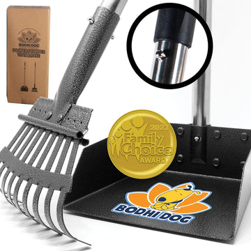 Bodhi Dog Metal Long Handle Tray And Rake Pooper Scooper | Perfect For Small, Medium, Large, Xl Pets - Great For Grass, Street And Gravel