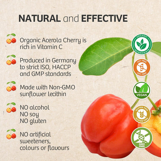 Liposomal Vitamin C 1200mg with Organic Acerola Cherry | LipoC for Immune System, Collagen | 1.2g Liquid, Non-GMO Sunflower Lecithin | Natural lypo-spheric C (High Strength) in 30 sachets