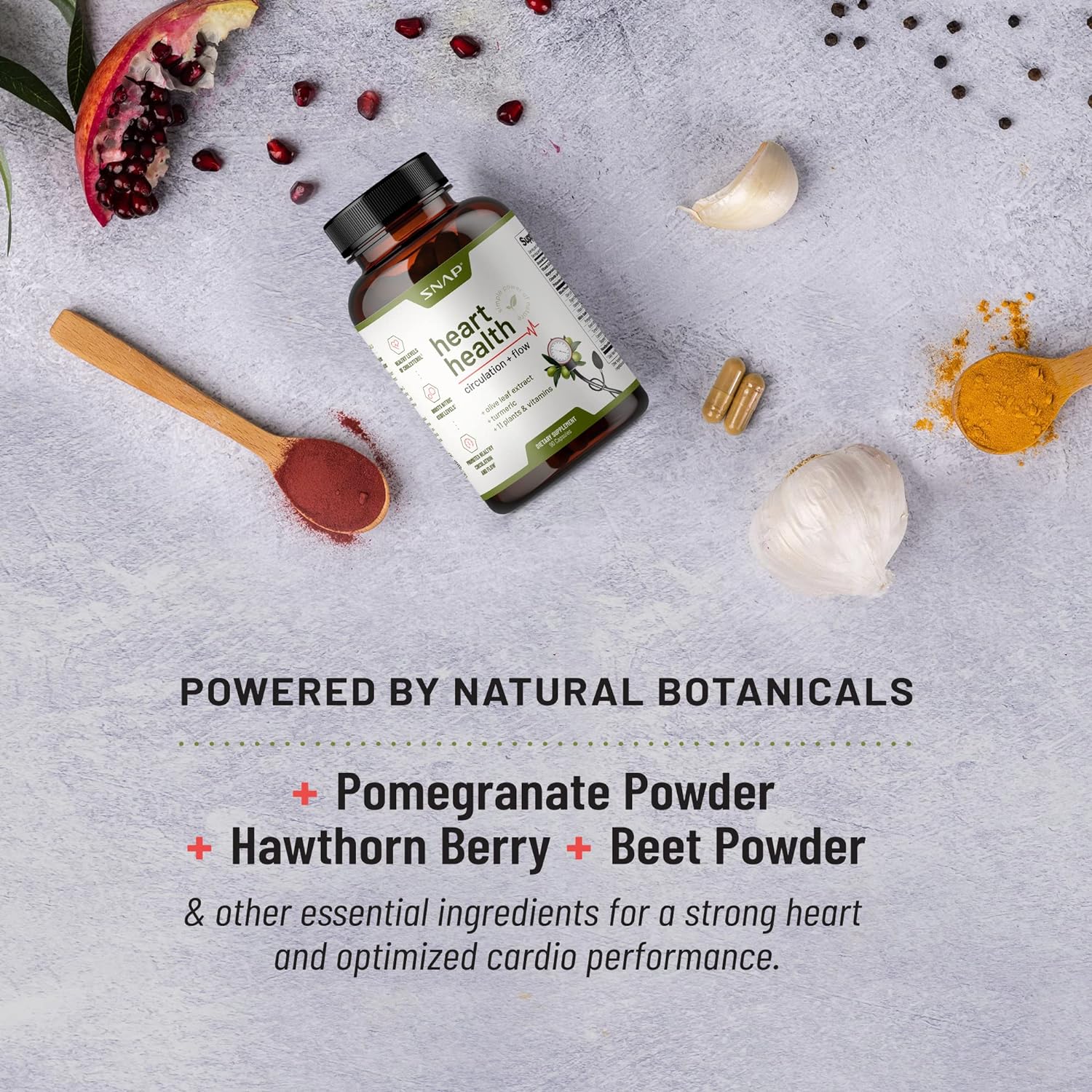 Snap Supplements Heart Health Support, Naturally Support Healthy Blood Circulation, 90 Capsules : Health & Household
