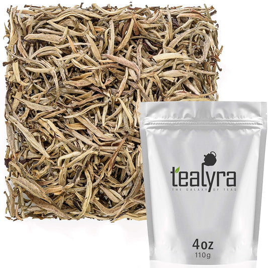 Tealyra - Luxury Jasmine Silver Needle White Losse Tea - Grown In Fujian China - Loose Leaf Tea - Caffeine Level Low - 110G (4-Ounce)