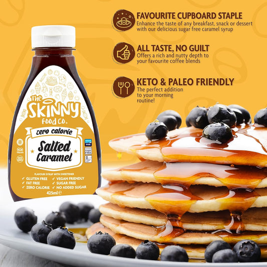 Skinny Food Co Vegan Honey Syrup 425Ml - Sugar Free Honey Zero Calorie Syrup For Breakfast, Coffee, Pancake, Snacks & Desserts - Vegan, Gluten-Free, Keto & Paleo Friendly Skinny Syrups