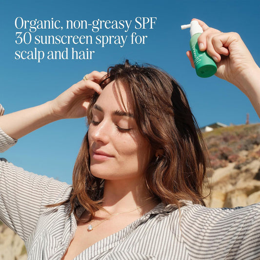 Coola Organic Scalp Spray & Hair Sunscreen Mist With Spf 30, Dermatologist Tested Hair Care For Daily Protection, Vegan And Gluten Free, Ocean Salted Sage, 2 Fl Oz