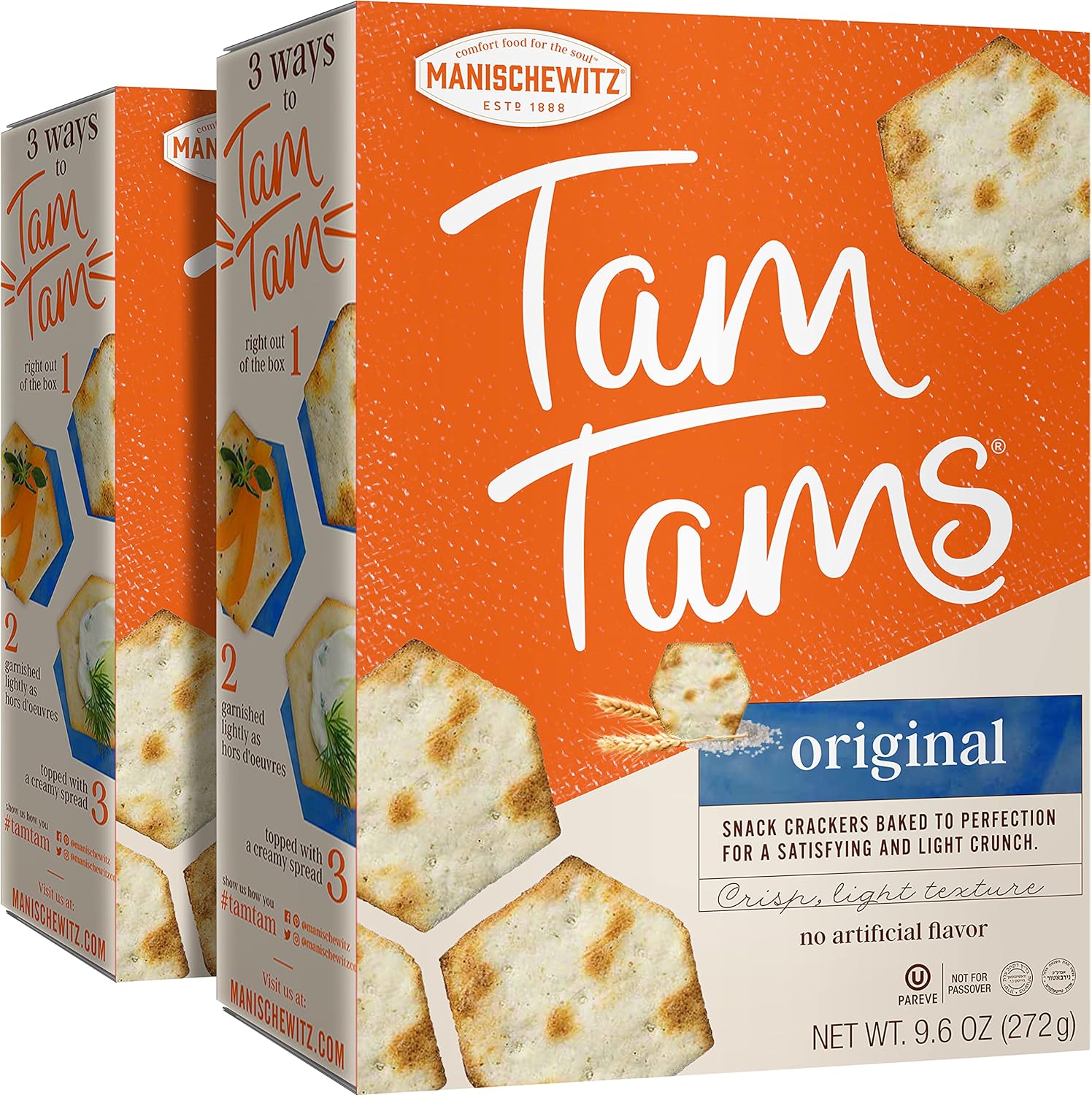 Manischewitz Tam Tam Original Crackers 9.6oz (2 Pack), Fluffy & Airy, Baked to Perfection