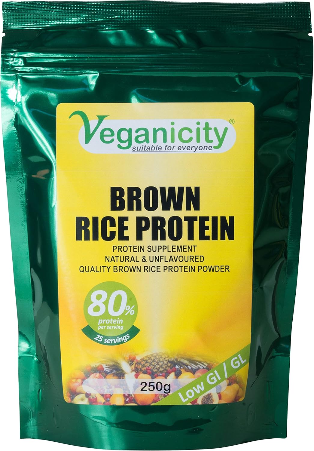 Veganicity Brown Rice Protein Powder : Natural And Unflavoured 80% Protein Powder - 250G, In A Recyclable Pouch