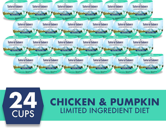 Natural Balance Limited Ingredient Diet Chicken & Pumpkin In Broth | Grain-Free Wet Adult Cat Food | 2.75-Oz. Cup, (Pack Of 24)