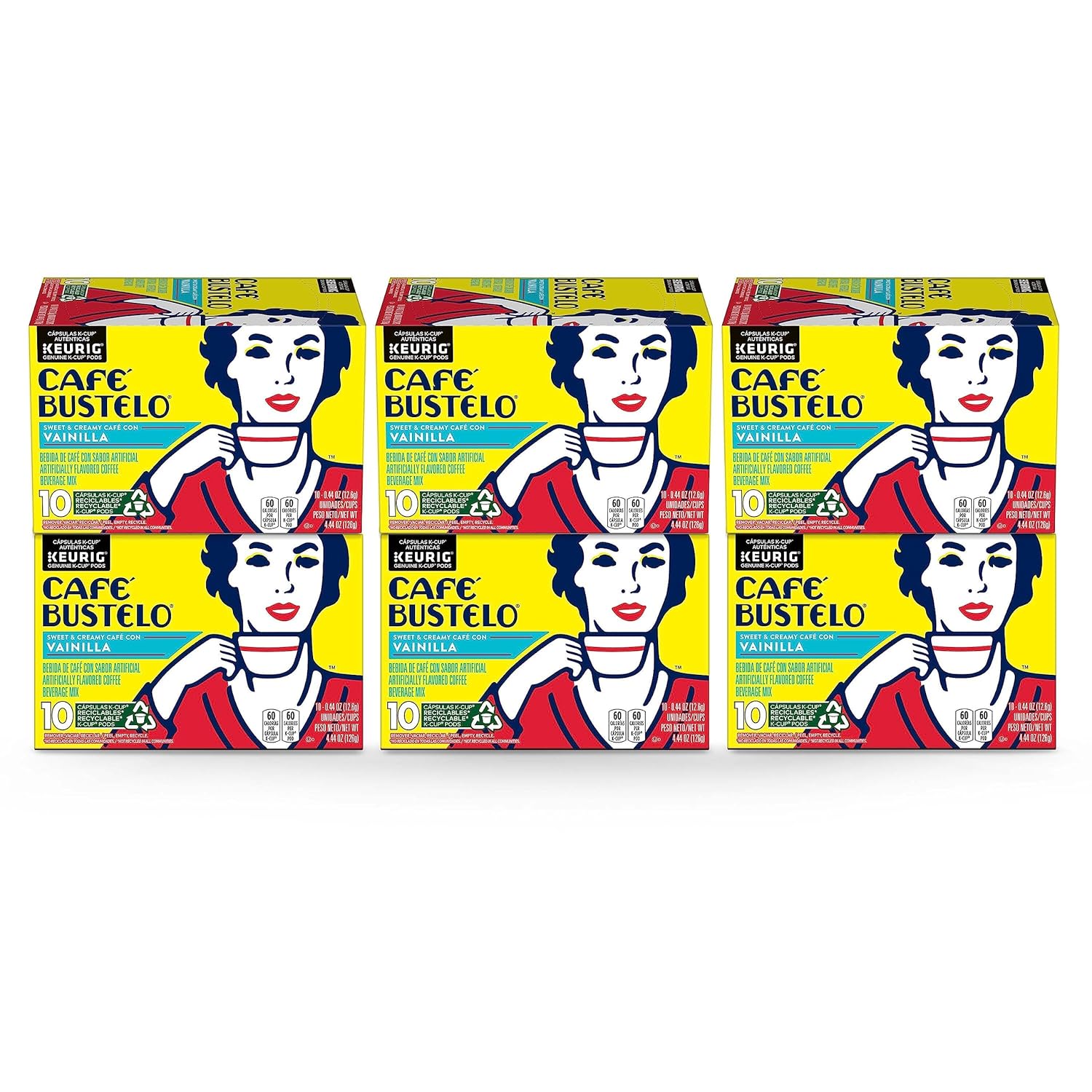 Café Bustelo Sweet & Creamy Café Con Vainilla Flavored Coffee, 60 Keurig K-Cup Pods