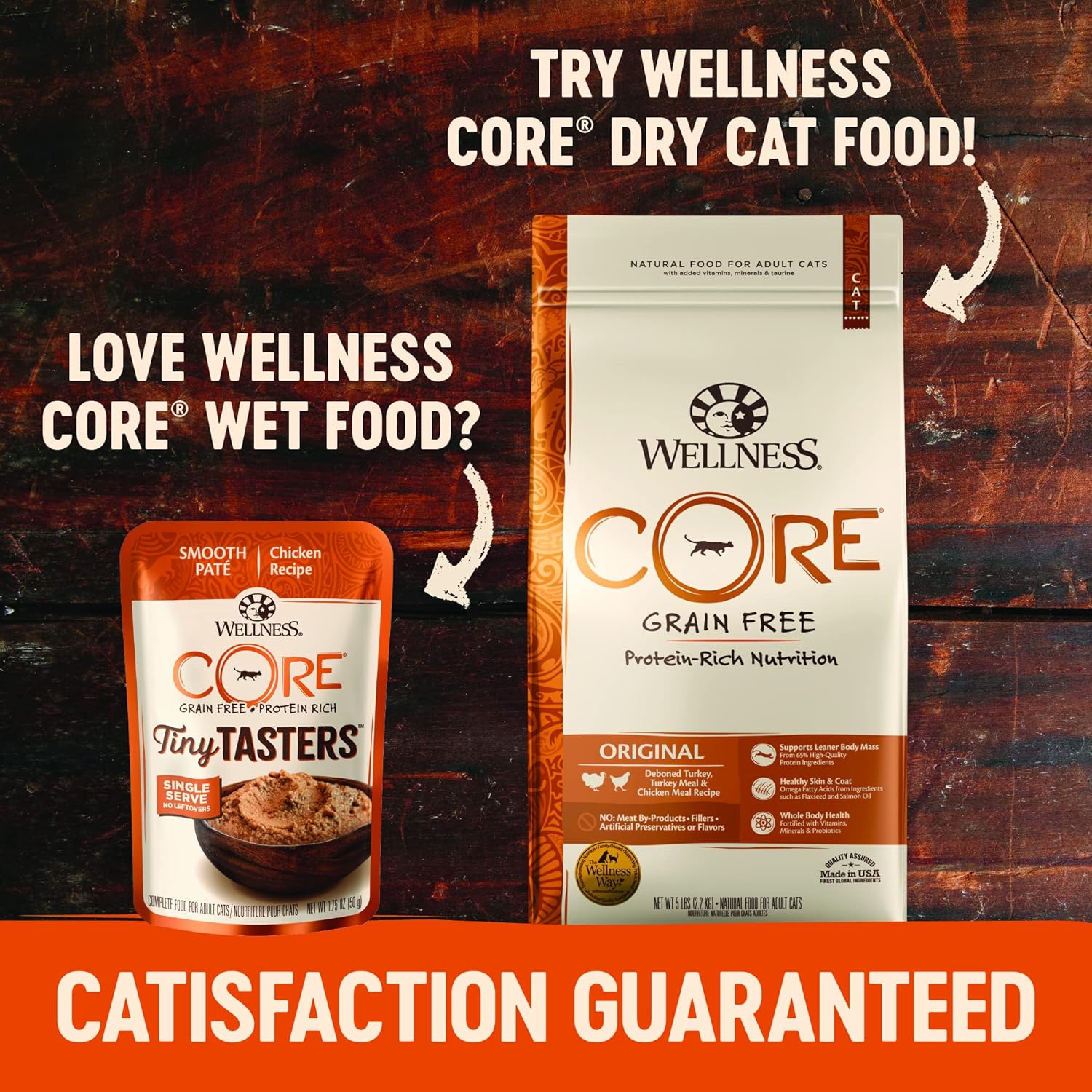 Wellness CORE Tiny Tasters Wet Cat Food Topper, Grain Free, Complete & Balanced Nutrition Made with Real Meat, No-Mess Pouches, 12 Pack (Adult Cat, Seafood Variety Pack) : Everything Else