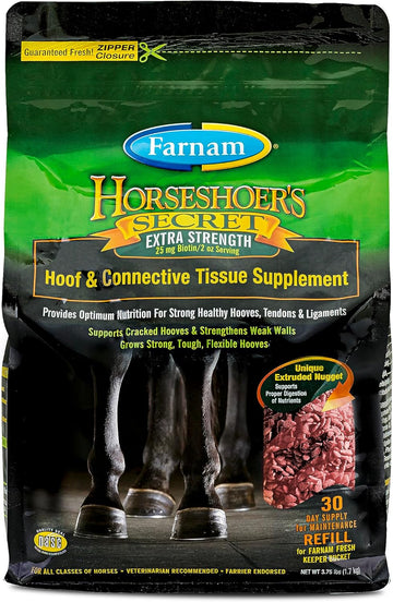 Farnam Horseshoer'S Secret Extra Strength Hoof Supplements & Connective Tissue Supplement, Promotes Strong, Healthy Hooves, Tendons & Ligaments, 3.75 Lbs., 30 Day Supply