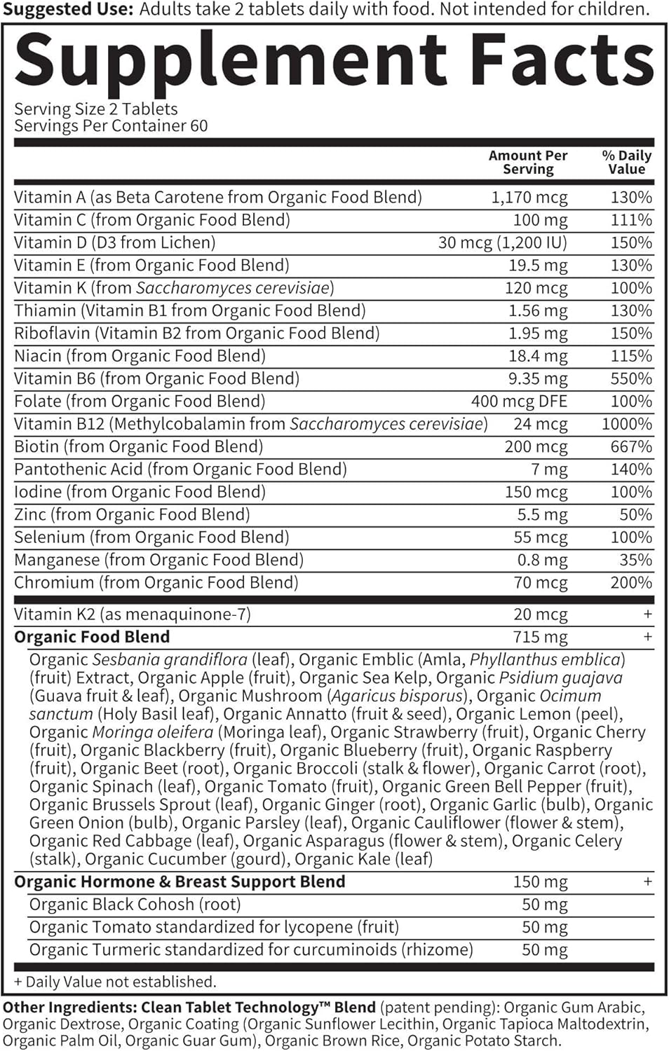 Garden Of Life Multivitamin For Women 40 Plus, Organics Womens Vitamins, Hormone & Breast Health Support Blend, Vegan, 120 Tablets : Health & Household