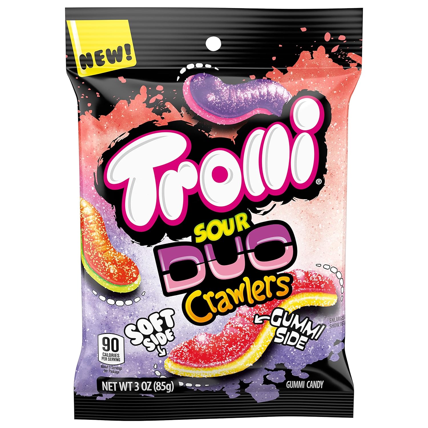 Trolli Sour Brite Duo Crawlers Candy, 3 Ounce Bags (Pack Of 12)