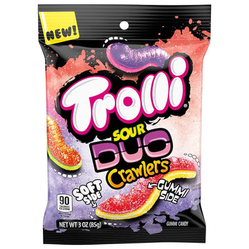 Trolli Sour Brite Duo Crawlers Candy, 3 Ounce Bags (Pack Of 12)