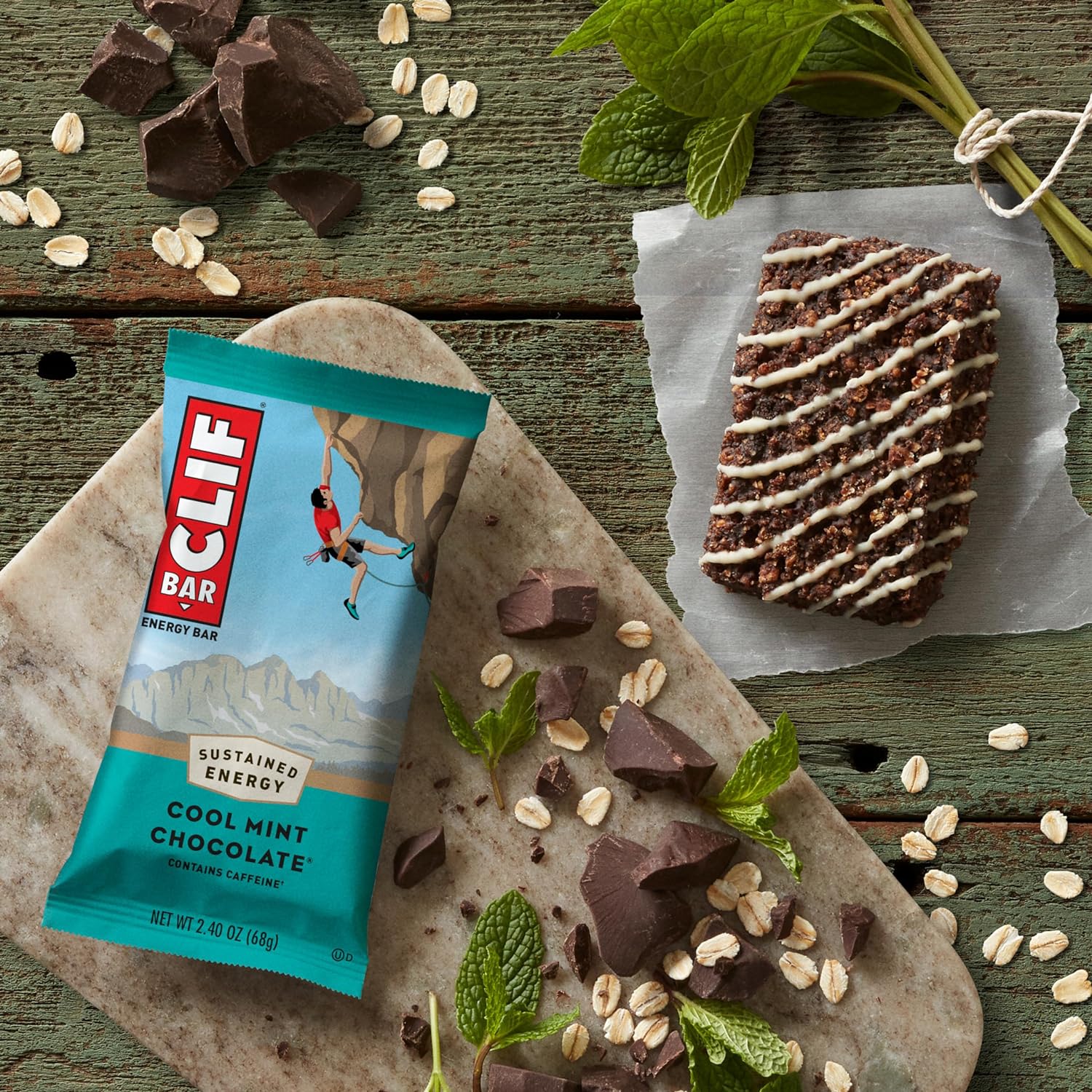 CLIF BAR - Cool Mint Chocolate with Caffeine - Made with Organic Oats - 10g Protein - Non-GMO - Plant Based - Energy Bars - 2.4 oz. (10 Pack) : Health & Household