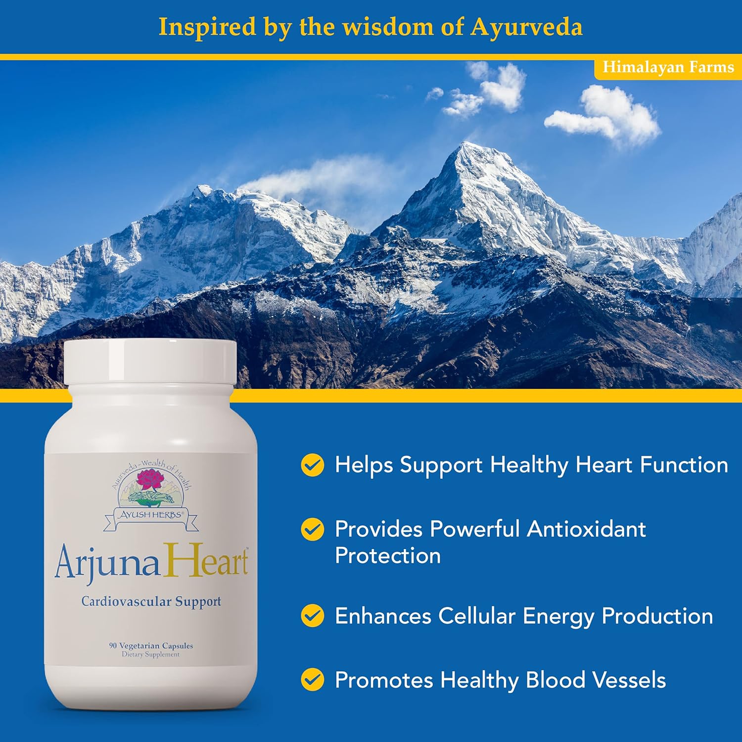 Ayush Herbs Arjuna Heart, Ayurvedic Herbal Support, Arjuna and Magnesium Supplement, 90 Vegetarian Capsules : Health & Household