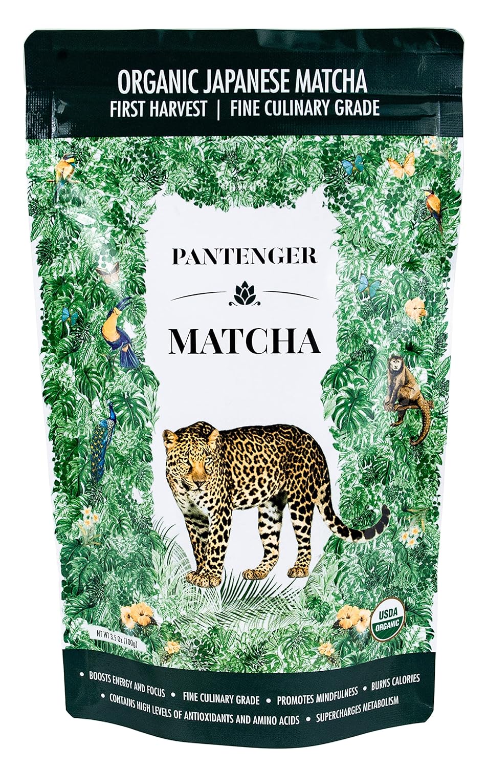 Organic Matcha Green Tea Powder | 3.5 Oz - 80 Servings | Latte & Smoothie Grade | Japanese - First Harvest - Stone Milled | By Pantenger