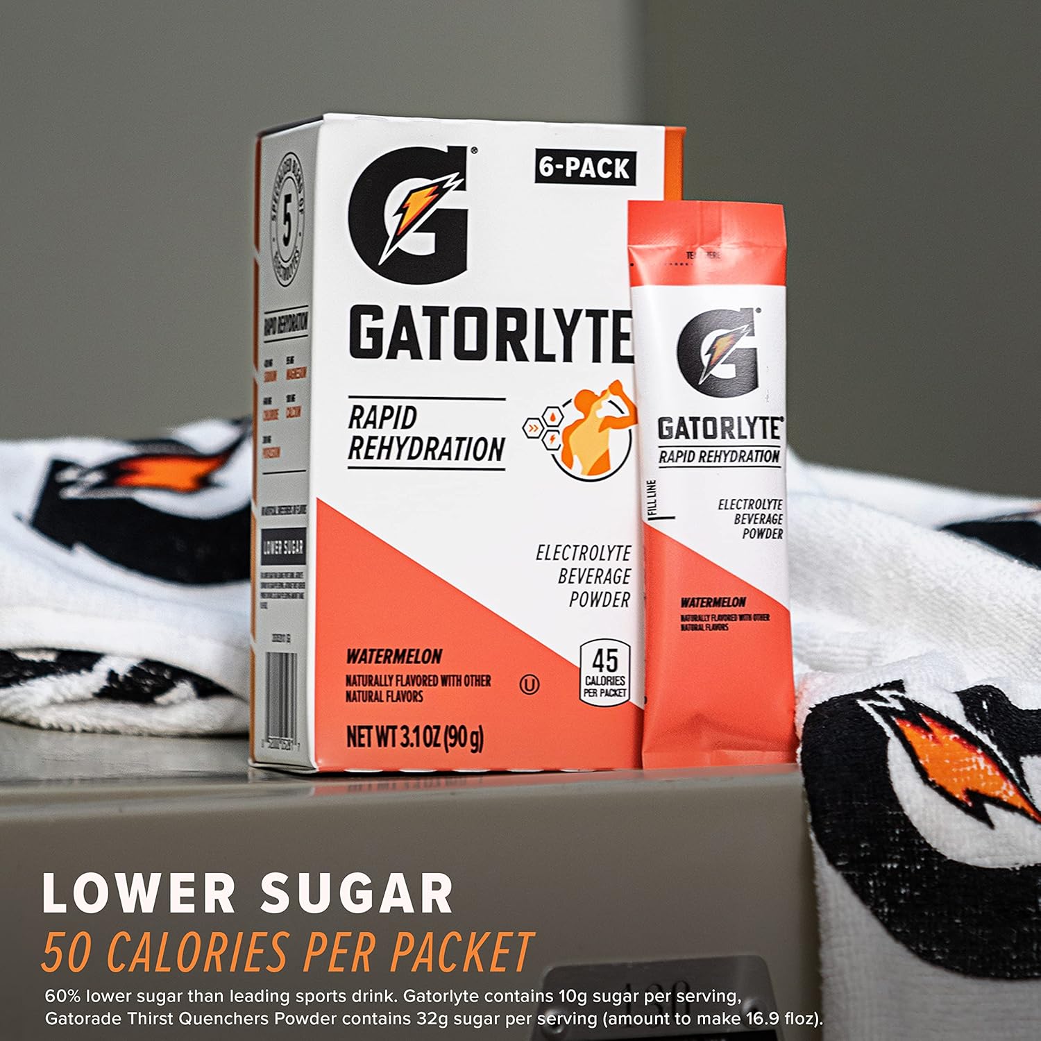 Gatorlyte Rapid Rehydration Electrolyte Beverage, Orange, Lower Sugar, Specialized Blend Of 5 Electrolytes, No Artificial Sweeteners Or Flavors, Scientifically Formulated For Rapid Rehydration, 48 Pack. 1 Pack Mixes With 16.9Oz (500Ml) Water.