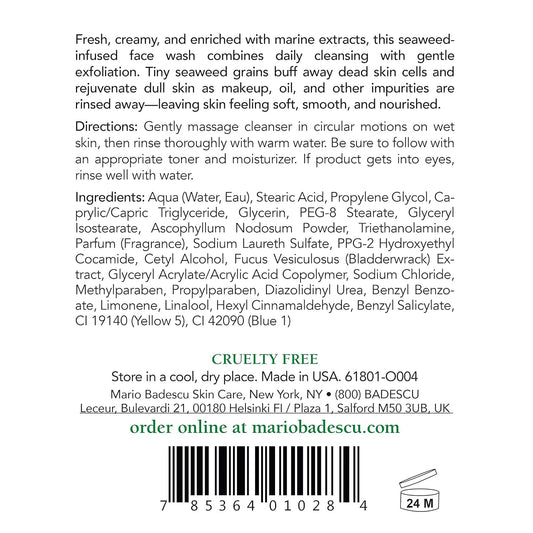 Mario Badescu Seaweed Cleansing Soap For All Skin Types |Creamy Cleanser That Gently Exfoliates |Formulated With Seaweed Grains & Bladderwrack Extract