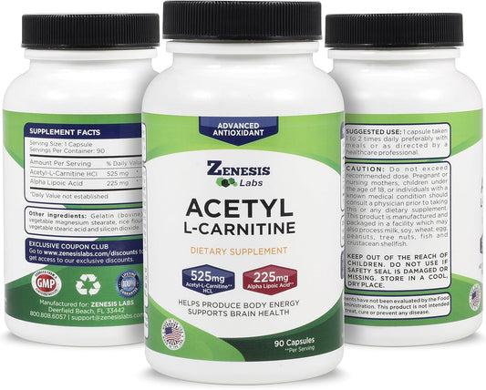 Zenesis Labs Acetyl L-Carnitine With Alpha Lipoic Acid - 90 Capsules