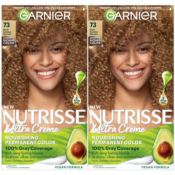 Garnier Hair Color Nutrisse Nourishing Creme, 73 Dark Golden Blonde (Honey Dip) Permanent Hair Dye, 2 Count (Packaging May Vary)