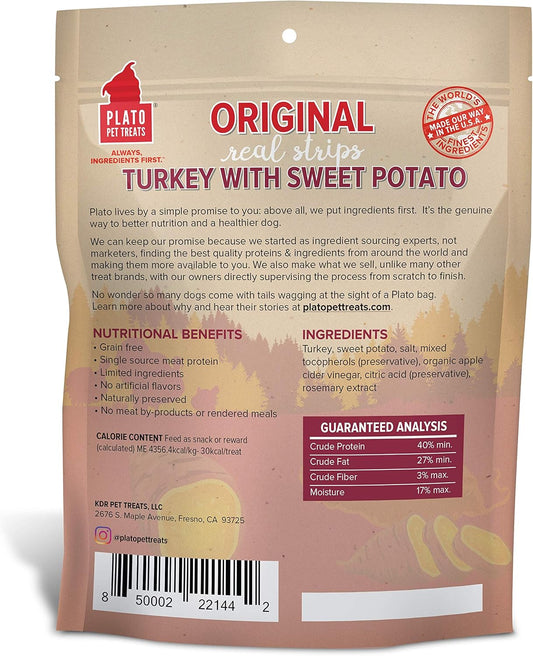 Plato Original Real Strips Turkey & Sweet Potato 18Oz, Natural (1442)
