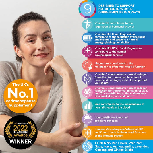 Health & Her Perimenopause Supplements For Women - Wellbeing Support For The Early Stage Of Menopause - 2 Month Supply, 120 Capsules - Vegan & Gluten Free