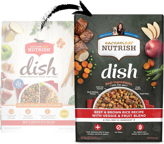 Rachael Ray Nutrish Dish Premium Dry Dog Food, Beef & Brown Rice Recipe With Veggies, Fruit & Chicken, 11.5 Pound Bag