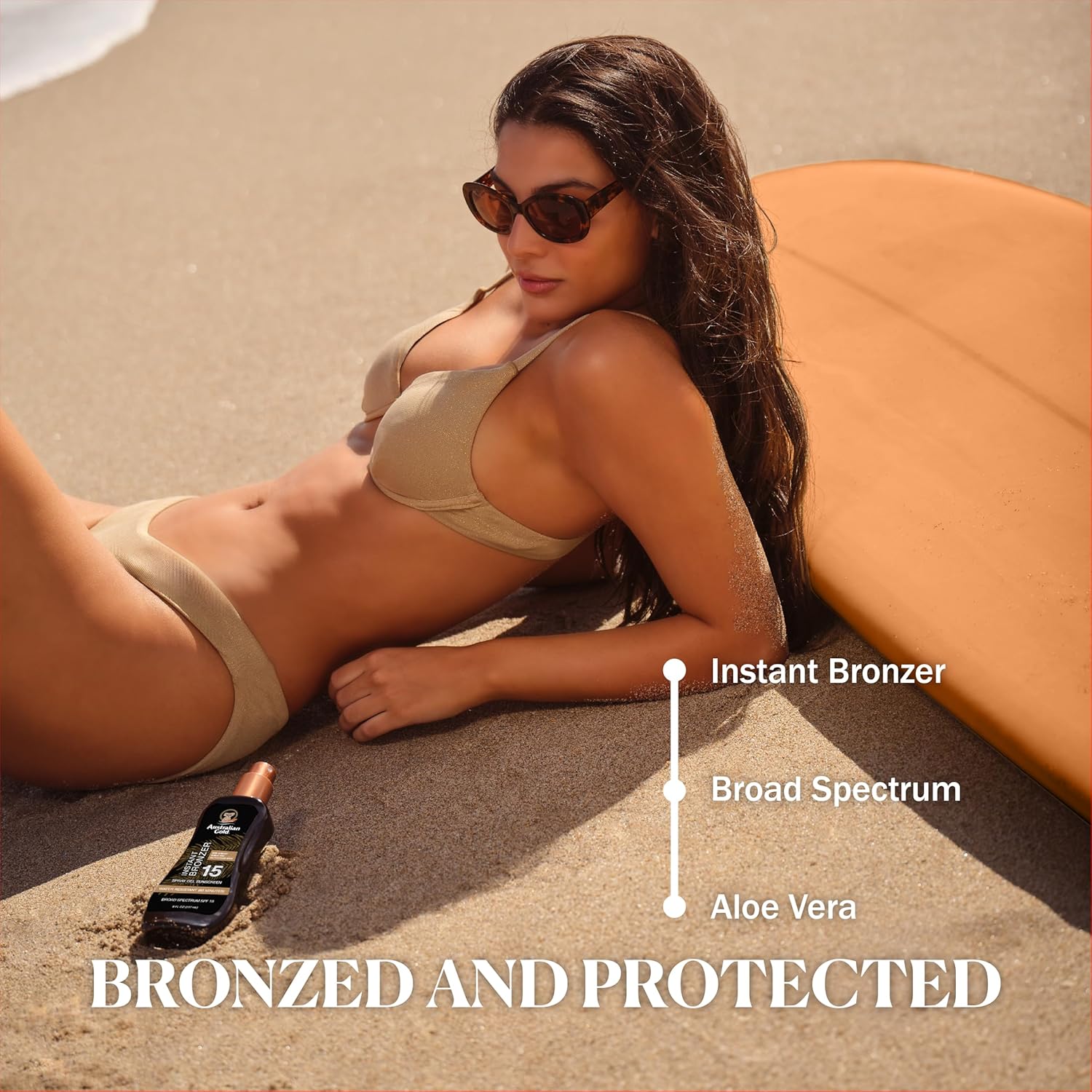 Australian Gold Spray Gel Sunscreen With Instant Bronzer Spf - 4, 8 Ounce | Moisturize & Hydrate Skin | Broad Spectrum | Water Resistant | Non-Greasy | Oxybenzone Free | Cruelty Free : Beauty & Personal Care