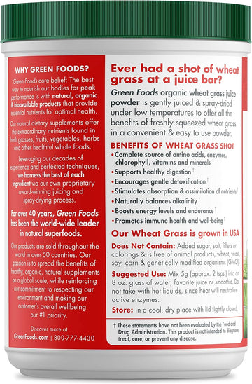 Green Foods Organic Wheat Grass Shots, 10.6 Ounce - Certified Organic, Kosher, Vegan, Raw, Gluten-Free, Soy-Free