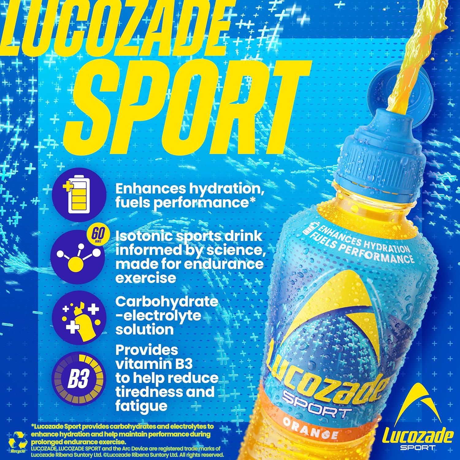 Lucozade Sport Body Fuel - Orange 12X500Ml| Isotonic Sports Drink, With Electrolytes And Vitamin B3 | Still | Bursting With Flavour - Packaging May Vary